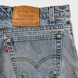 Vintage 90s Levi's 550 Jeans Mens 34x29 Blue Relaxed Fit Tapered Leg Frayed Denim