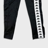 Kappa Track Pants Mens Medium Black Tear Away Side Tape Athletic Gym Jogger