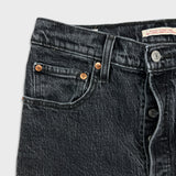 Levi's Ribcage Straight Ankle Jean Womens 28x27 Black High Rise Medium Wash Denim Pants