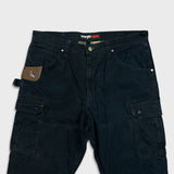 Vintage Wrangler Riggs Pants Mens 36x32 Black Ripstop Carpenter Double Knee Cargo