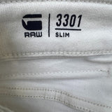 G-Star Raw Jeans Mens Size 31 White 3301 Slim Denim Shorts Taper Fit Jorts