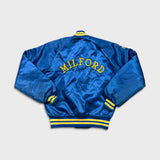 Vintage 90s Chalk Line Milford Baseball Satin Jacket Youth XS Blue USA Retro Bomber