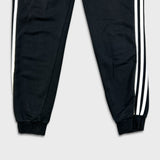 Adidas Sweatpants Mens Medium Black 3 Stripes Spell Out Taper Leg Fleece Jogger