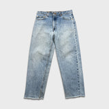 Vintage 90s Levi's 550 Jeans Mens 34x29 Blue Relaxed Fit Tapered Leg Frayed Denim