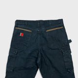 Vintage Wrangler Riggs Pants Mens 36x32 Black Ripstop Carpenter Double Knee Cargo