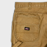 Dickies Pants Mens 40x32 Tan Double Knee Distress Carpenter Fade Canvas Workwear