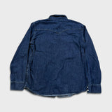 Levi's Denim Shirt Mens Large Blue Dark Wash Casual Western Jean Pearl Snap