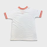 Vintage Le Club T Shirt Mens XL White Ringer V Neck 80s Retro Blank Tee