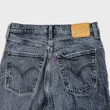 Levi's Ribcage Straight Ankle Jean Womens 28x27 Black High Rise Medium Wash Denim Pants