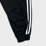 Adidas Sweatpants Mens Medium Black 3 Stripes Spell Out Taper Leg Fleece Jogger