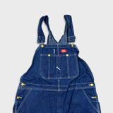 Dickies Overalls Mens 42x28 Blue Bib Medium Wash Hammer Loop Workwear Denim