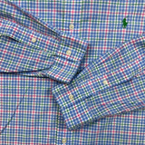 Polo Ralph Lauren Shirt Mens Large Blue Pony Checkered Casual Long Sleeve Button-Up