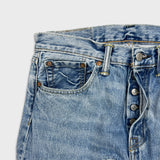 Levi's 501 T Jeans Mens 31x32 Blue Taper Fit Distressed Light Wash Denim Pants