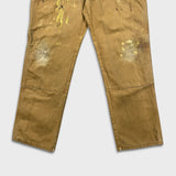 Dickies Pants Mens 34x30 Beige Double Knee Distress Carpenter Fade Canvas Workwear