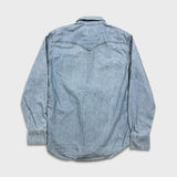 Levi's Denim Shirt Mens Small Blue Light Wash Casual Western Pearl Snap