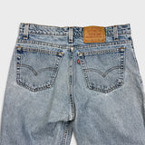 Vintage 90s Levi's 550 Jeans Mens 34x29 Blue Relaxed Fit Tapered Leg Frayed Denim