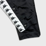 Kappa Track Pants Mens Medium Black Tear Away Side Tape Athletic Gym Jogger
