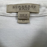 Burberry Brit Polo Shirt Mens Medium White Nova Check Tartan Cotton Preppy