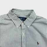 Vintage 90s Polo Ralph Lauren Shirt Mens XL White Green Striped Preppy Button Up