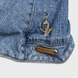 Vintage Y2K Baby Phat Jean Jacket Womens Medium Blue USA Button Up Crop Denim
