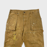 Dickies Pants Mens 34x30 Beige Double Knee Distress Carpenter Fade Canvas Workwear