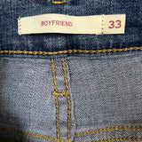 Levi's Boyfriend Jeans Womens 38x27 Blue Relaxed Fit Mid Rise Distressed Denim Pants