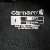 Carhartt Hoodie Mens Large Black Loose Fit Faded Workwear Hooded Sweatshirt