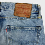 Levi's 501 T Jeans Mens 31x32 Blue Taper Fit Distressed Light Wash Denim Pants
