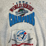 Vintage 1993 Toronto Blue Jays Hoodie Mens Medium Gray USA World Series Champions MLB Baseball
