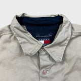 Vintage Tommy Hilfiger Shirt Mens Large Beige Tommy Jeans 90s Button Up Preppy