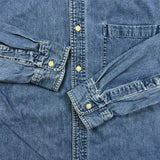 Chaps Ralph Lauren Denim Shirt Mens Large Blue Medium Wash Western Button Up
