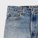Vintage 90s Levi's 550 Jeans Mens 34x29 Blue Relaxed Fit Tapered Leg Frayed Denim