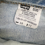 Vintage 90s Levi's 535 Jeans Mens 38x32 Blue Euro Fit Light Wash Wide Leg Baggy Pants