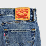 Levi's 505 Jeans Mens 34x30 Blue Regular Fit Straight Leg Distressed Medium Wash Denim Pants