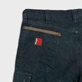 Vintage Wrangler Riggs Pants Mens 36x32 Black Ripstop Carpenter Double Knee Cargo