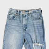 Levi's 70s Style High Flare Jeans Womens Size 26 Blue Light Wash Distressed Denim Pants