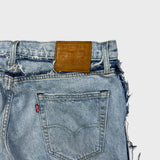 Levi's 512 Jeans Men 34x28 Blue Slim Frayed Leg Light Wash Distressed Denim Pants