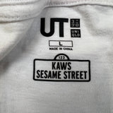 KAWS x Uniqlo x Sesame Street Cookie Monster Pocket Tee Mens Large White T Shirt