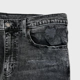 Levi's 512 Jeans Men 34x30 Black Slim Taper Leg Dark Wash Distressed Stretch Denim Pants