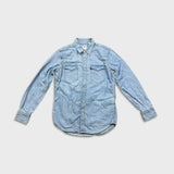 Levi's Denim Shirt Mens Small Blue Light Wash Casual Western Pearl Snap