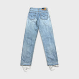 Vintage Levi’s Jeans Womens 26x30 Blue Slim Taper Light Wash Fray Distress 90s Pants