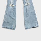 Levi's 70s Style High Flare Jeans Womens Size 26 Blue Light Wash Distressed Denim Pants