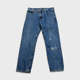 Levi's 505 Jeans Mens 34x30 Blue Regular Fit Straight Leg Distressed Medium Wash Denim Pants