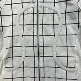 Lululemon Scuba Hoodie Womens Size 8 Gray Striped Full Zip Hooded Sweatshirt