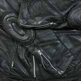 Vintage 80s Leather Ranch Motorcycle Jacket Mens Large Black Padded Biker Moto