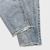 Vintage 90s Levi's 550 Jeans Mens 34x29 Blue Relaxed Fit Tapered Leg Frayed Denim