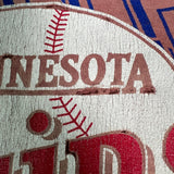 Vintage 1995 Logo 7 Minnesota Twins T Shirt Mens XL Pink Faded Bleached MLB Baseball Tee