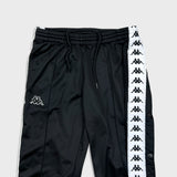 Kappa Track Pants Mens Medium Black Tear Away Side Tape Athletic Gym Jogger