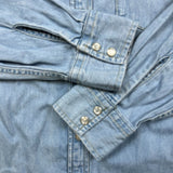 Levi's Denim Shirt Mens Small Blue Light Wash Casual Western Pearl Snap