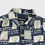 Vintage Premier Collection Silk Shirt Mens Large Blue Hawaiian 90s Loop Collar